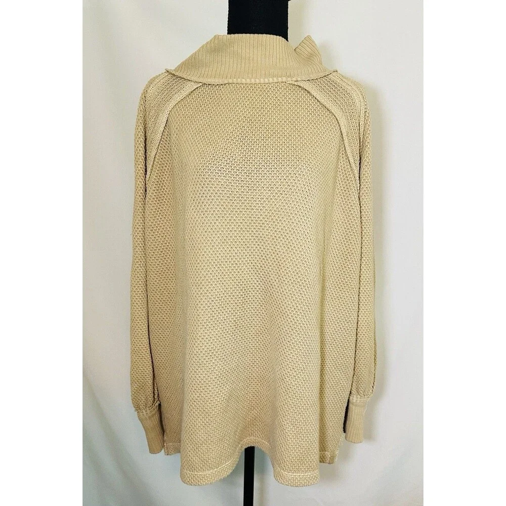 We The‎ Free Tan She's a Keeper Oversized Lagenlook Top Tunic Women's SMALL